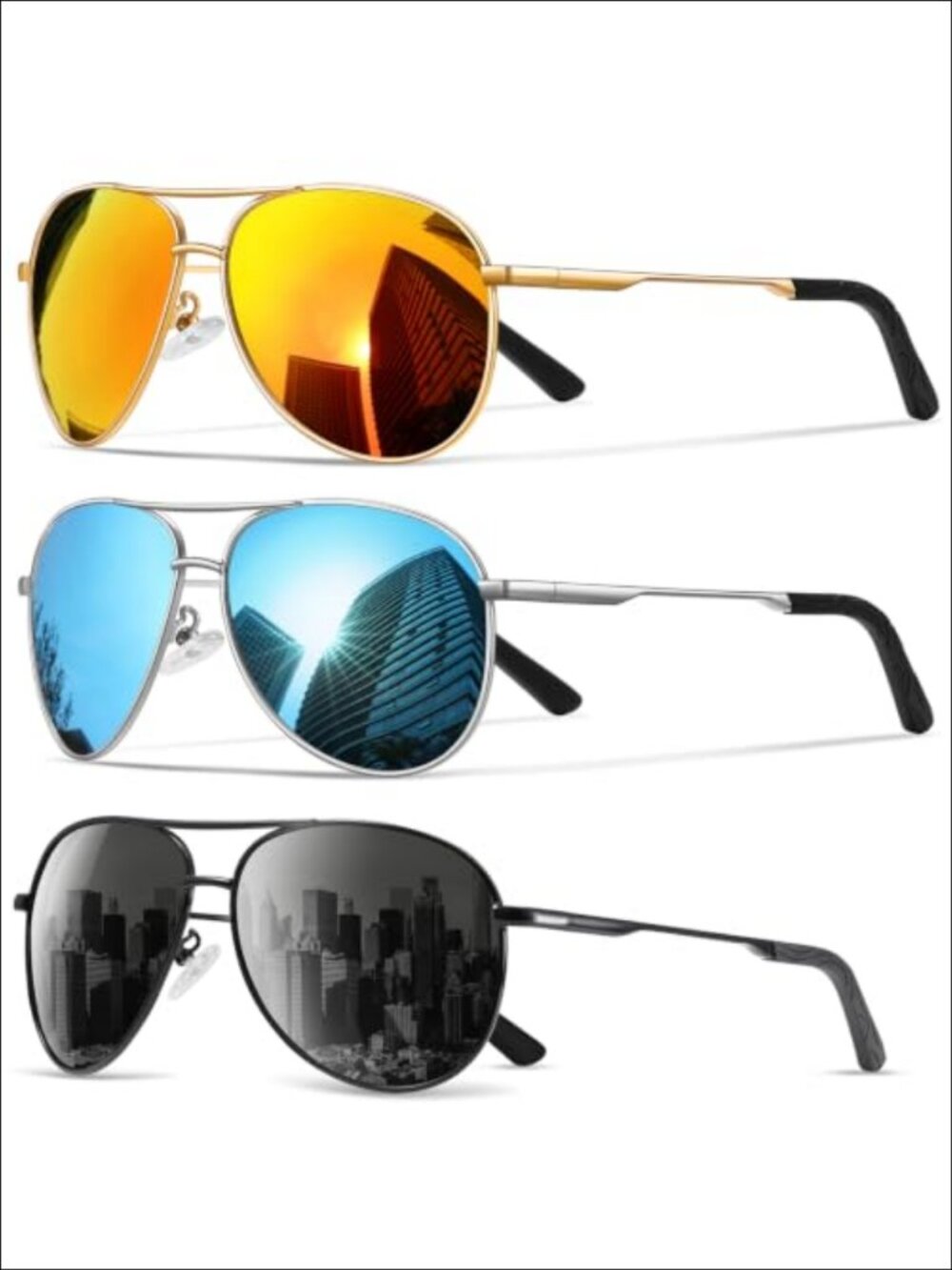 Polarized Aviator Sunglasses UV400 Metal Spring Hinge Driving Fishing